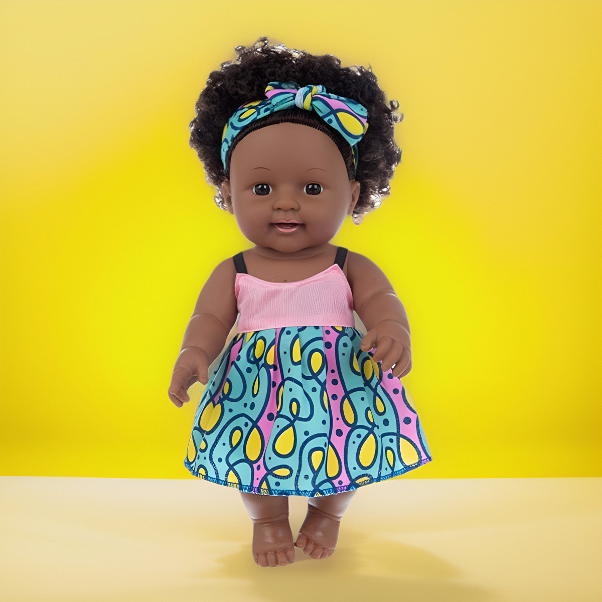 30cm explosive head African girl black skin simulation doll soft glue vinyl doll toy can speak