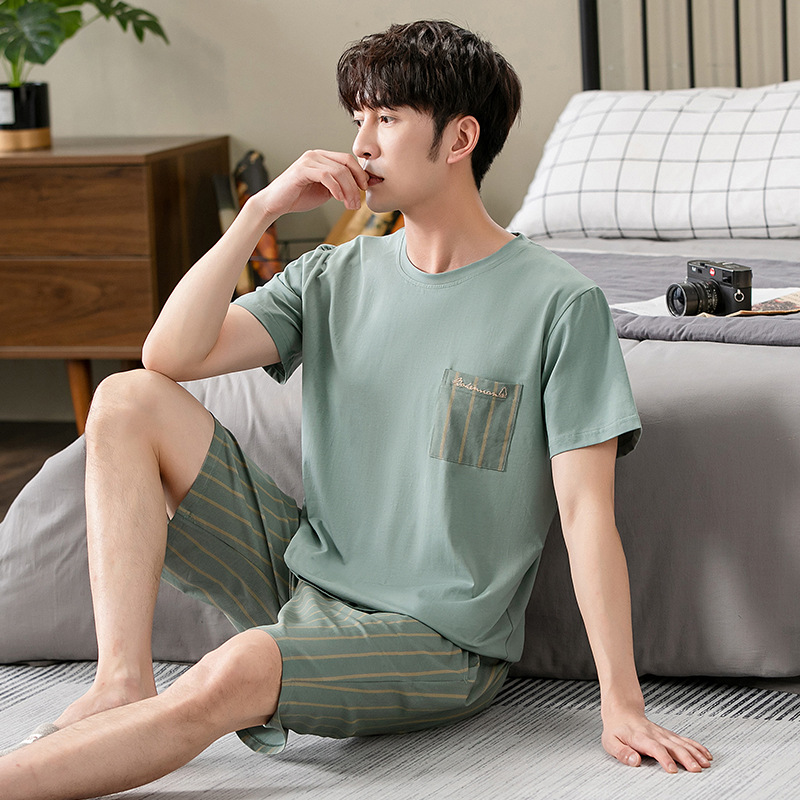 Pajamas Men's Summer Modal Cotton Silk Cool Short-sleeved Shorts Men's Ice Silk Summer Home Suit Teenagers
