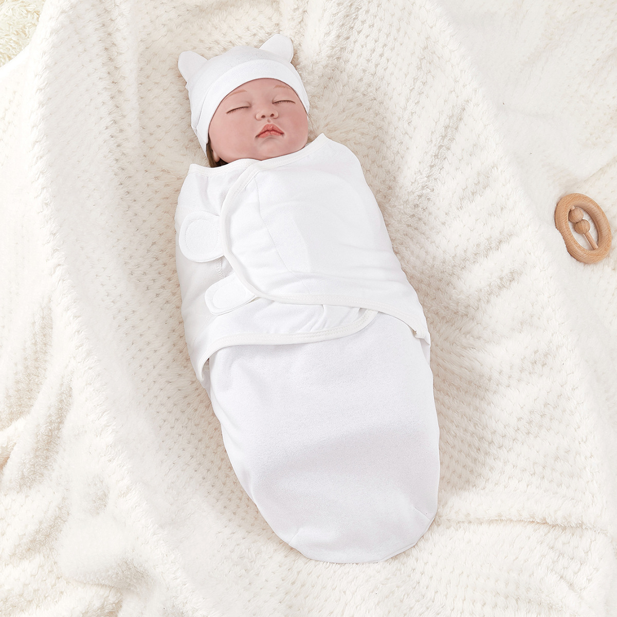 Newborn anti-shock swaddling cotton printed wrap towel spring and summer baby wrap cloth two-piece set baby anti-kick blanket