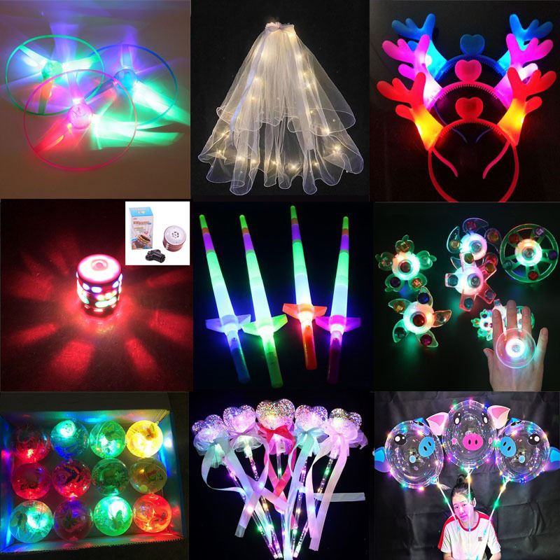 Luminous headband children's toys wholesale push drainage gift gift night market stall hot selling veil wave ball