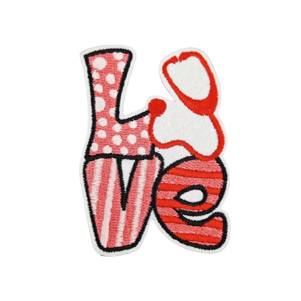 New Pink Nurse Cloth Stickers Cartoon Love Embroidery Stickers Stethoscope Patch Stickers Computer Embroidery Stickers