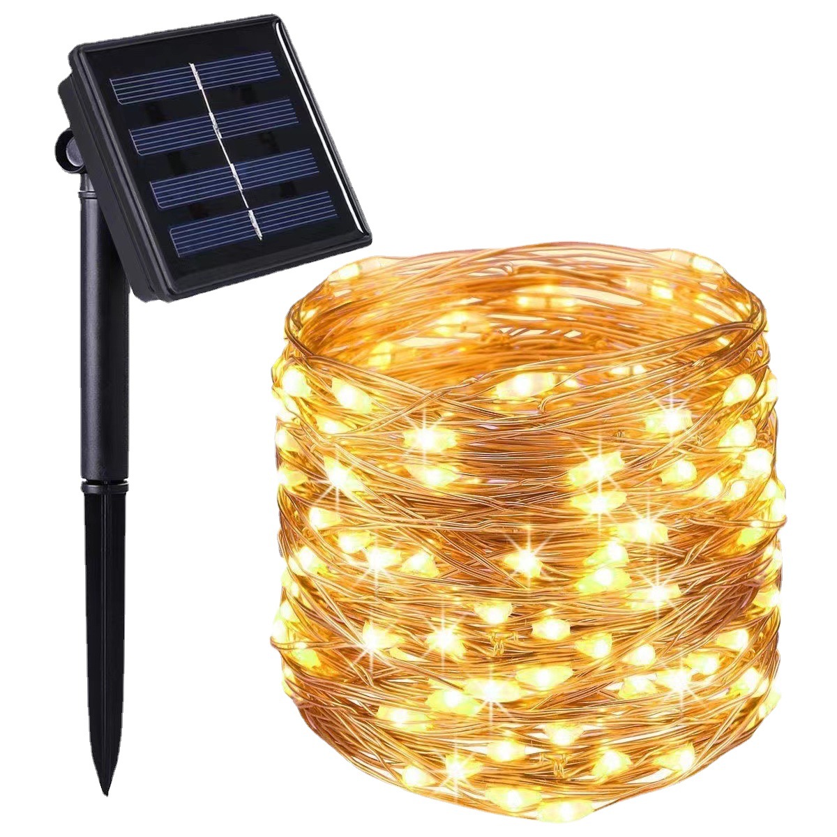 Cross-border LED solar copper wire string lights indoor and outdoor waterproof lights Christmas holiday atmosphere decorative copper wire lights