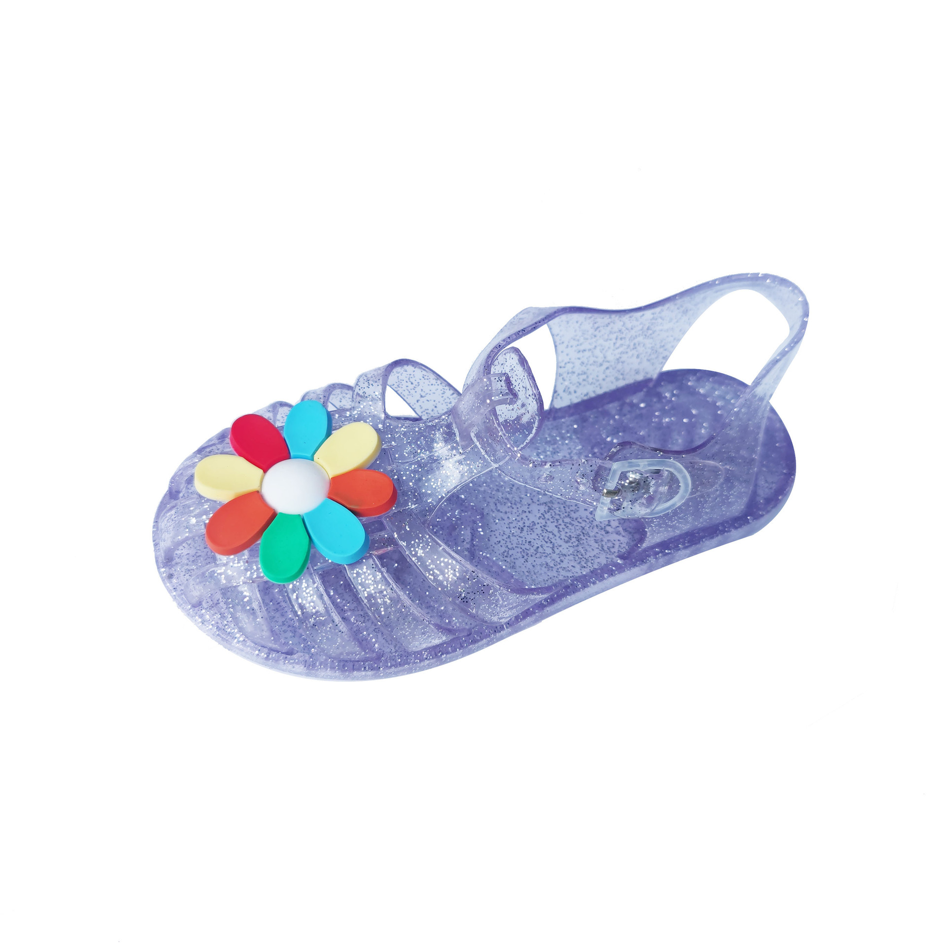 European and American New Summer Baby Girl Baotou Jelly Slippers Children's Seven Color Flower Princess Shoes Roman Beach Shoes