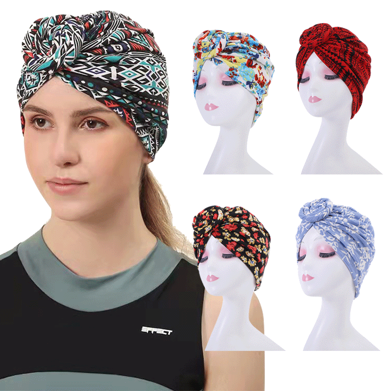 Amazon turret cap wholesale European and American fashion retro Whirlpool cap adult bohemian polyester wrap cap