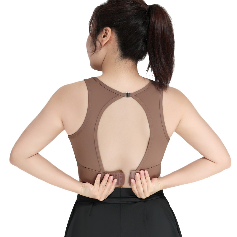New Easy-to-Wear Sports Underwear with Hidden Buckle Adjusting Slim-fit Yoga Bra Hollow-out Beauty Back Integrated Training Vest