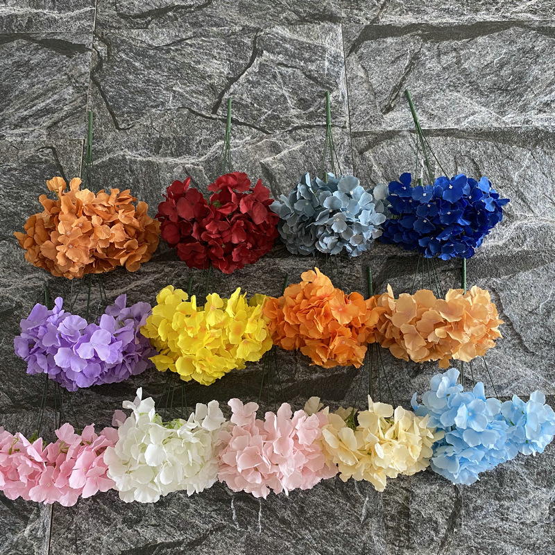 Mallorca Hydrangea leafless five-headed Hydrangea wool cloth Hydrangea flower wedding wedding flower French style five-headed Hydrangea