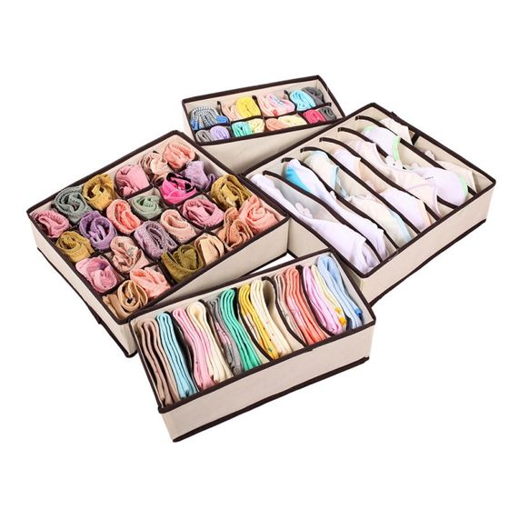 Foldable Household Underwear Panties Storage Box Deck Wardrobe Bra Socks Storage Deck Drawer Type Finishing Box