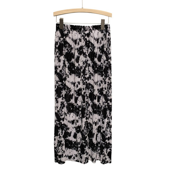 New Vintage Ice Silk Tie-Dye Wide Leg Pants Women's Loose Trendy High Waist Fashionable Pleated Ankle-length Pants Straight Casual Pants