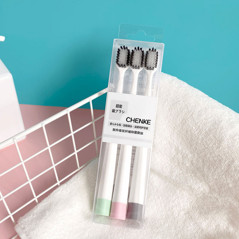 Japanese style bamboo charcoal wide head toothbrush soft hair household adult fine hair tongue coating cleaning high-grade toothbrush factory genuine wholesale