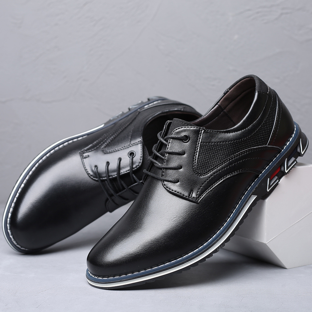 2025 Men's Leather Shoes Soft Bottom Soft Leather Casual Shoes Autumn Black British Business Dress Work Fashion Men's Shoes