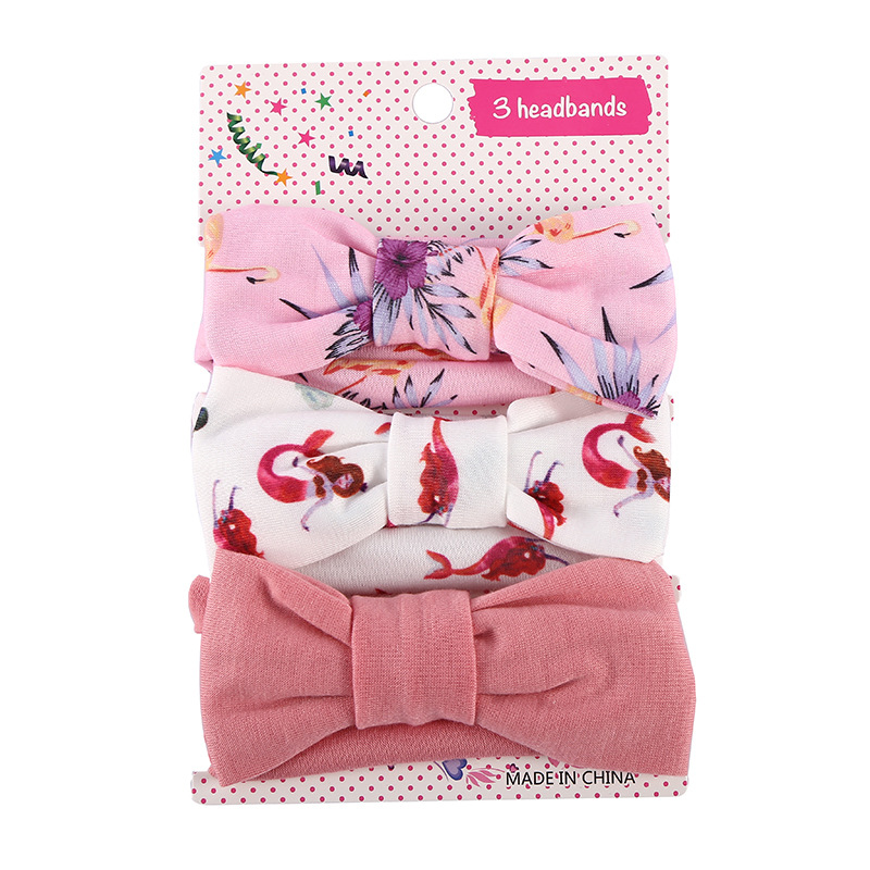 European and American hair band printing 3 sets bow hair band elastic ins wash face wash bow headband women Wholesale