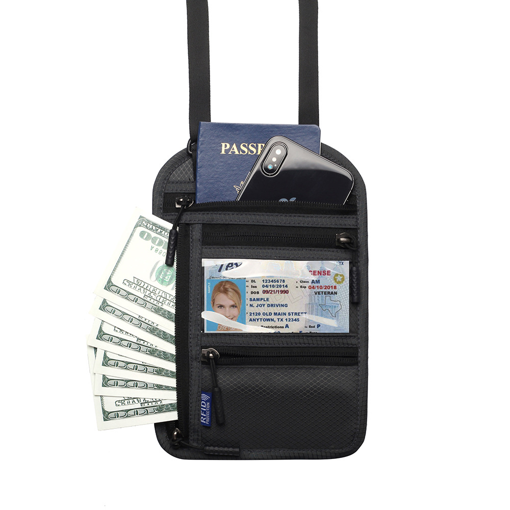 Travel abroad multi-functional identification bag RFID neck passport bag passport holder certificate protection cover factory direct sales