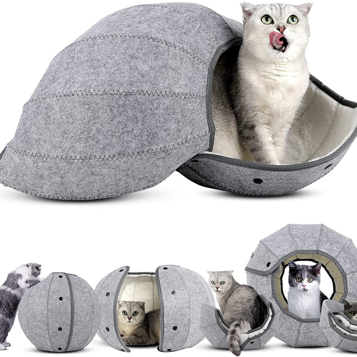 Foldable breathable pet bed cat kennel dog kennel cave tunnel semi-closed creative pet kennel cat mat cat and dog supplies