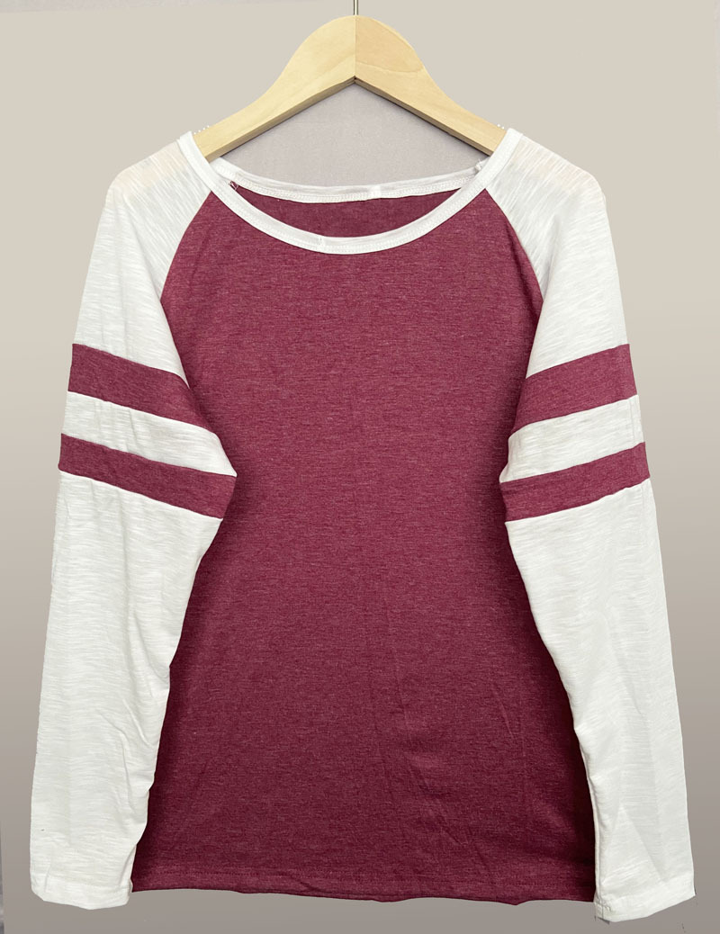 2021 Europe and the United States cross-border selling ebay Fashion three-color striped stitching long sleeve t-shirt round neck color matching top