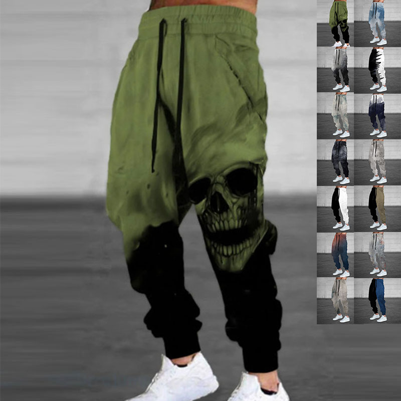 2023 spring and summer new European and American cross-border foreign trade Men's 3d printing solid color pattern men's personalized casual pants