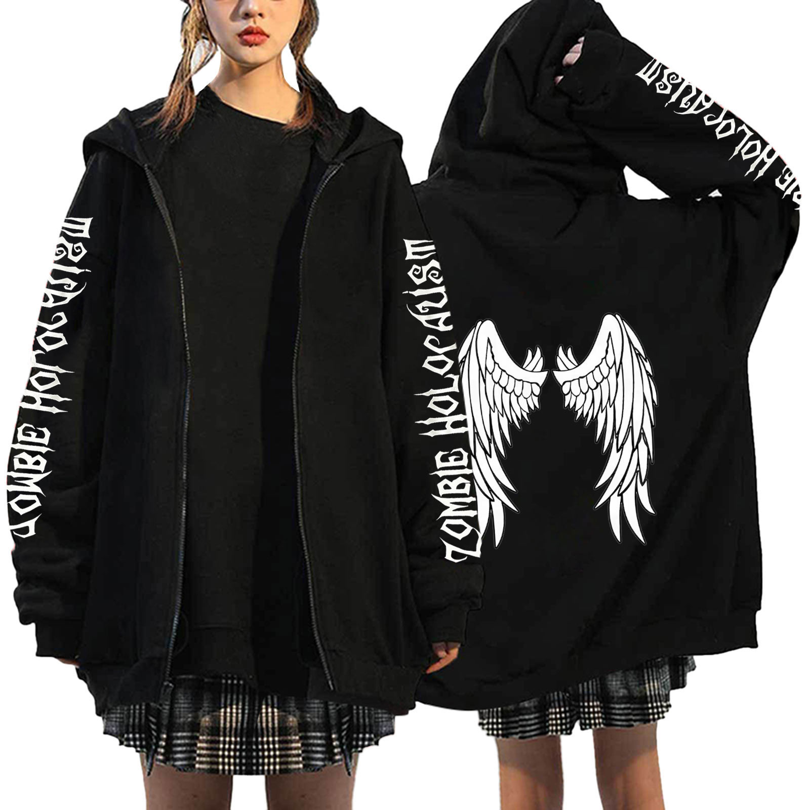 2021 European and American Diablo Style Sweatshirt Women's Hoodie Gothic Couple Hip-Hop Harajuku Large Size Zipper Sweatshirt