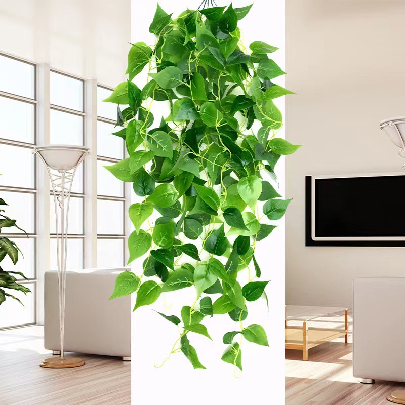Green Rose Fake Plant Artificial Vine Decoration Plastic Fake Flower Rattan Living Room Indoor Wall Wall Hanging Flower Hanging Potted Plant