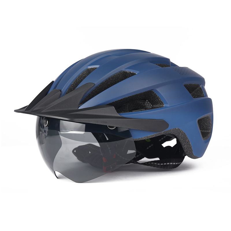 2022 cross-border new competition Road bike riding helmet mountain bike helmet with goggles brim bicycle helmet