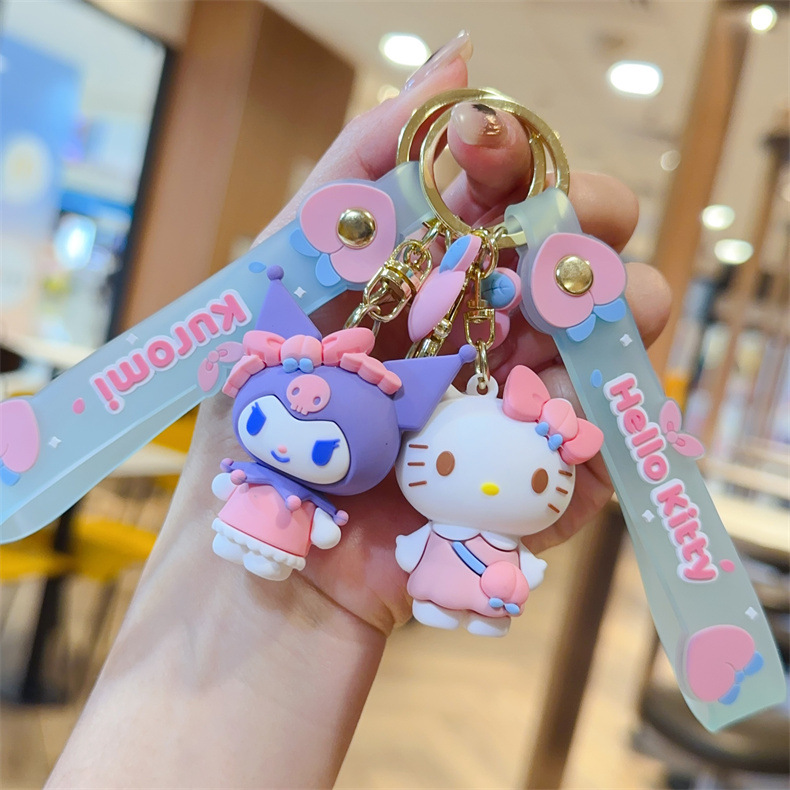 Cartoon cute peach Sanli ou keychain creative couple car bag key chain ornaments small gift wholesale