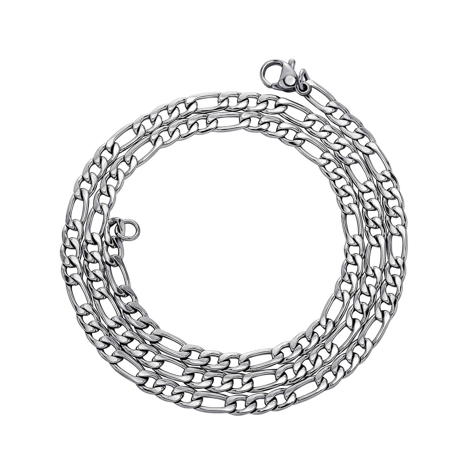 Men's stainless steel necklace 3:1 Figaro chain Europe and the United States cross-border hot hip-hop titanium steel necklace manufacturers wholesale