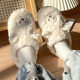 Cotton Slippers for Women and Men Couple Cute Cartoon Girl Heart Sheep Slippers Winter Indoor Home Soft Bottom Plush Cotton Slippers