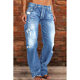 European and American Explosions Independent Station wish Women's Jeans Slim Fit Slimming Washed Flare Pants Women's Pants NK205