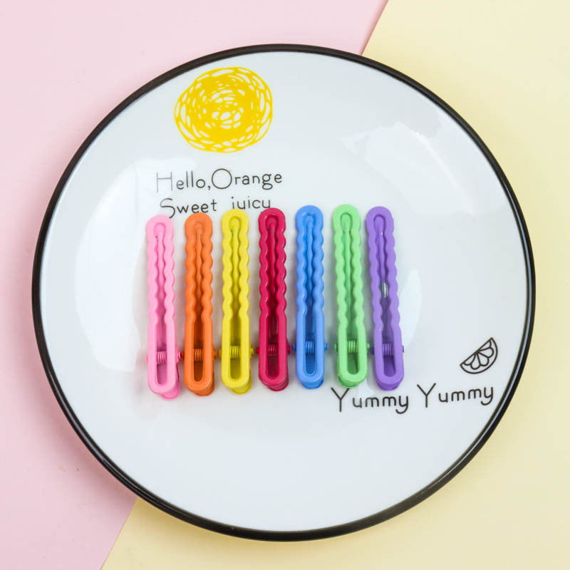 Wave hollow hairpin new Korean style rubber paint duckbill clip candy color matte adult children wave clip