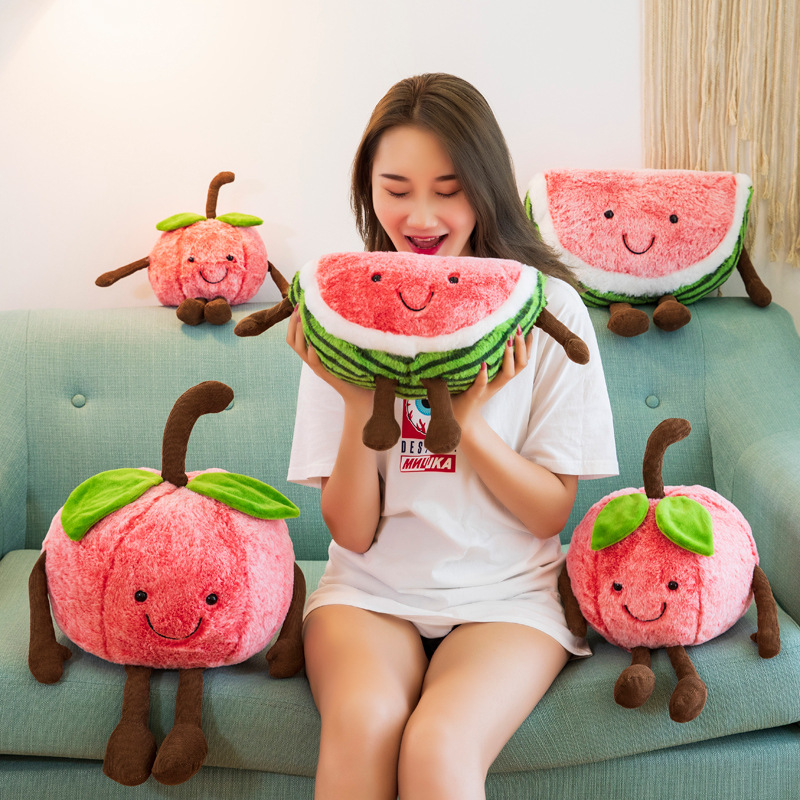 Creative Watermelon Cherry Plush Toy Short Plush Simulation Fruit Doll Cute Girl Pillow Cute Doll Gift