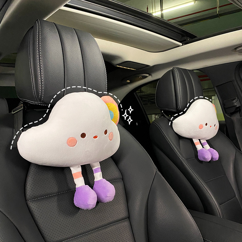 Car headrest lumbar support fashion rainbow cloud car neck pillow Four Seasons universal car decoration supplies for women