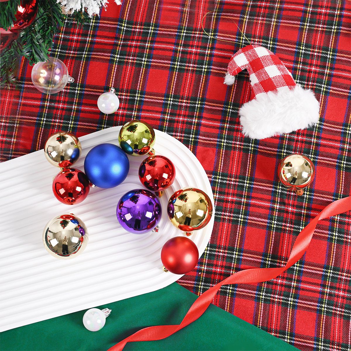 Christmas Decorations 6cm Plastic Ball Party Pendant Ball Bucket Set Electroplated Classic Christmas