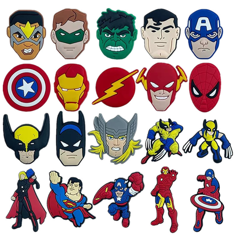 Amazon Marvel Hero Superman Cartoon Marvel Cave Shoes Accessories Shoe Flower Shoe Buckle Soft Rubber Decorative Buckle Wholesale