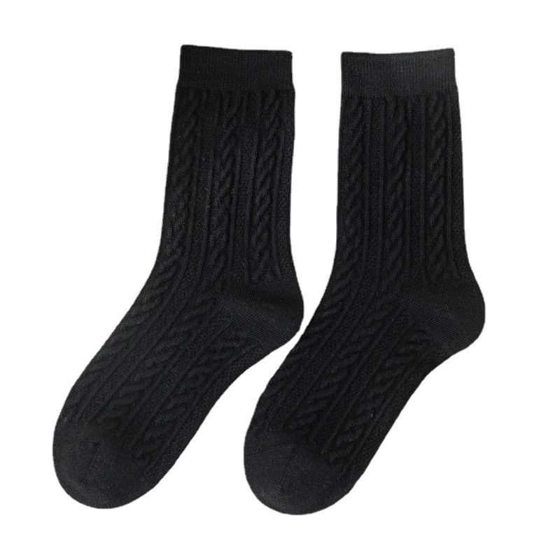 Twist Wool Socks Women's Autumn and Winter Thickened Mid-length Socks Warm Cashmere Fleece-lined Moon Socks Winter Sleep Socks