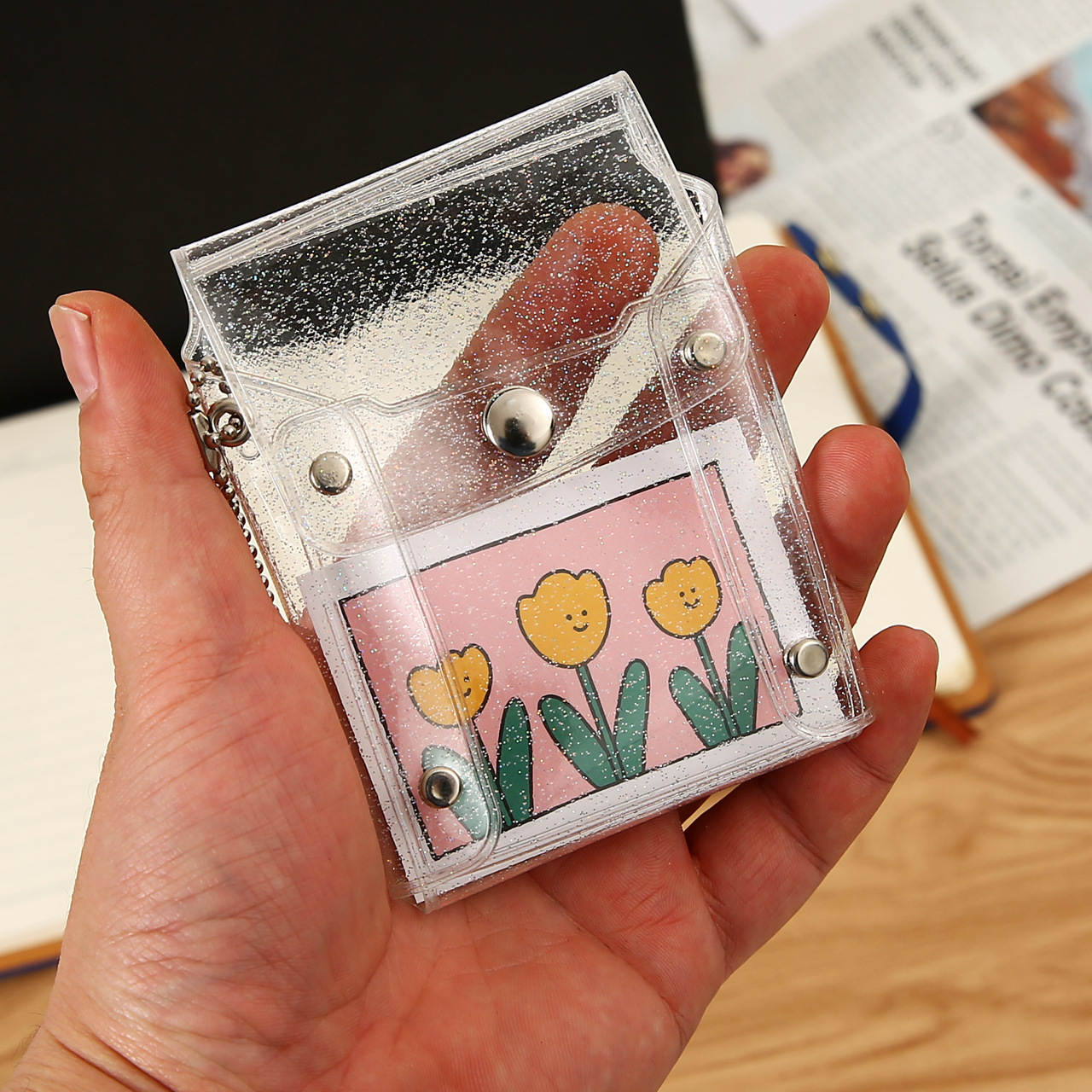 Glitter Transparent PVC Chain Coin Purse Fashionable and Convenient Lipstick Storage Bag Card Storage God Coin Classification
