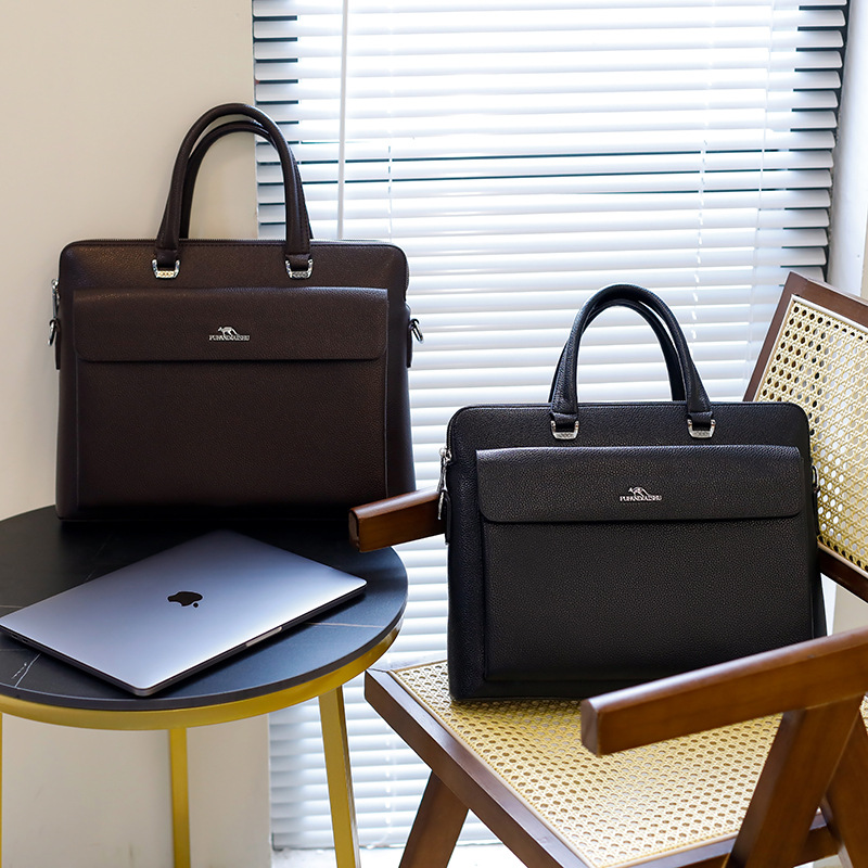 Factory wholesale new handbag shoulder slung retro simple large capacity cross-border custom computer briefcase men