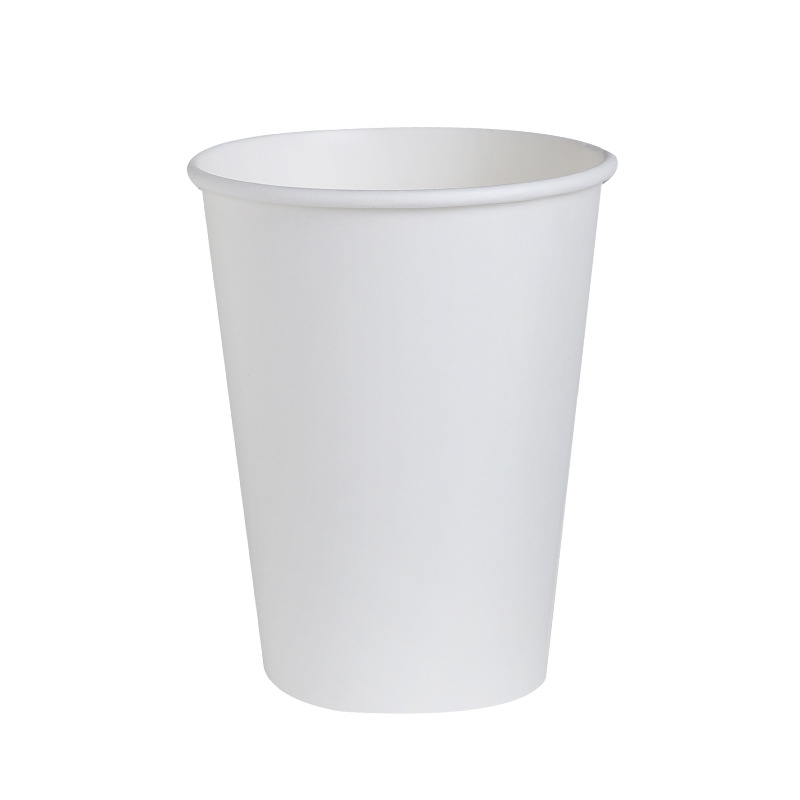 Thick white cup disposable paper cup water cup in stock wholesale hot drink cup with lid commercial aluminum foil paper cup