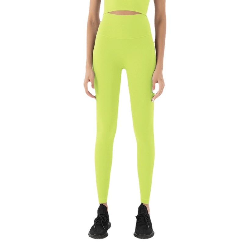 European and American Scrub Naked lulu Yoga Pants Women's No Embarrassment Line High Waist Hip Peach Hip Sports Fitness Pants Pocket