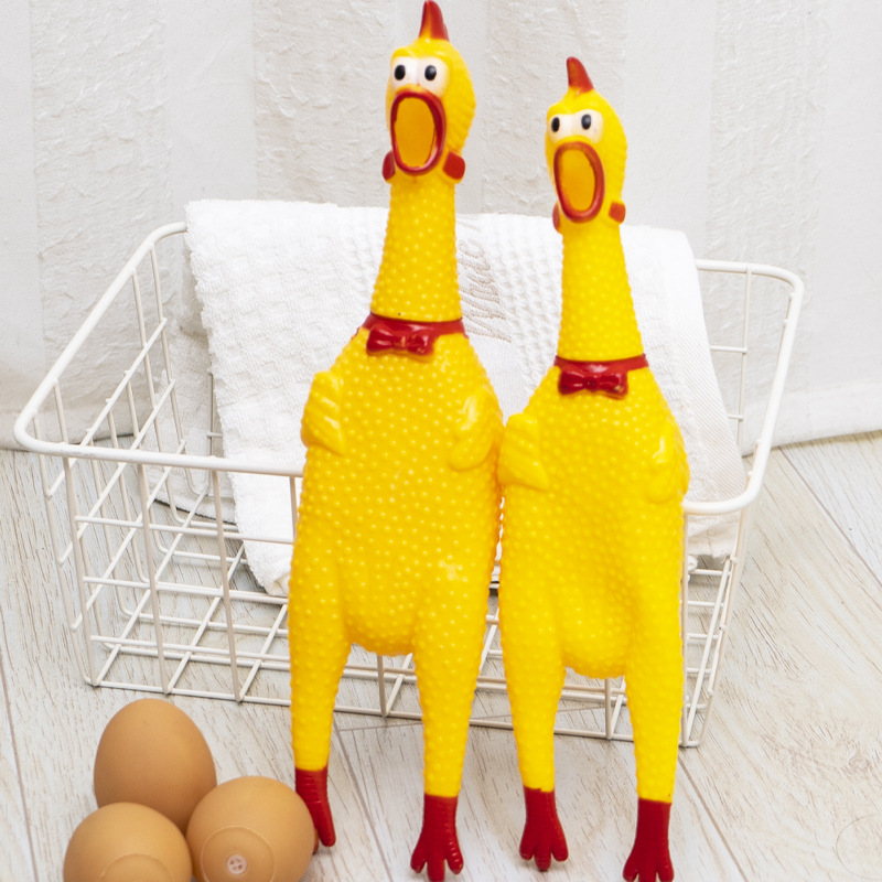 Large and medium-sized small size vinyl barking chicken dog vent decompression trick toy voice pet toy scream chicken