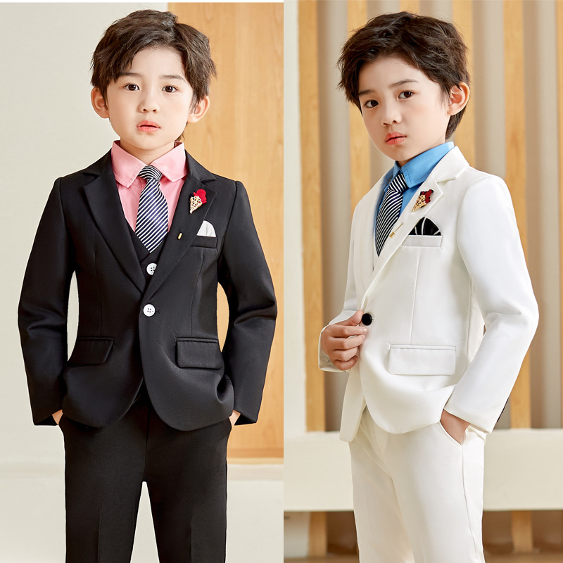 2021兒童秋裝新款男童禮服純色小西裝套裝花童生日西服表演服寶寶