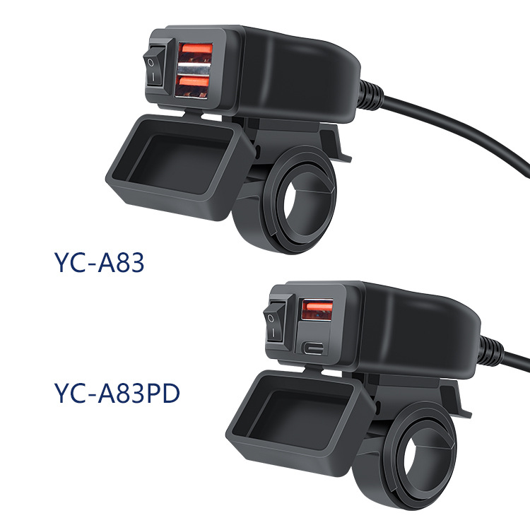 Motorcycle with car usb mobile phone charger with voltmeter QC + PD electric car charger fast charge modification waterproof