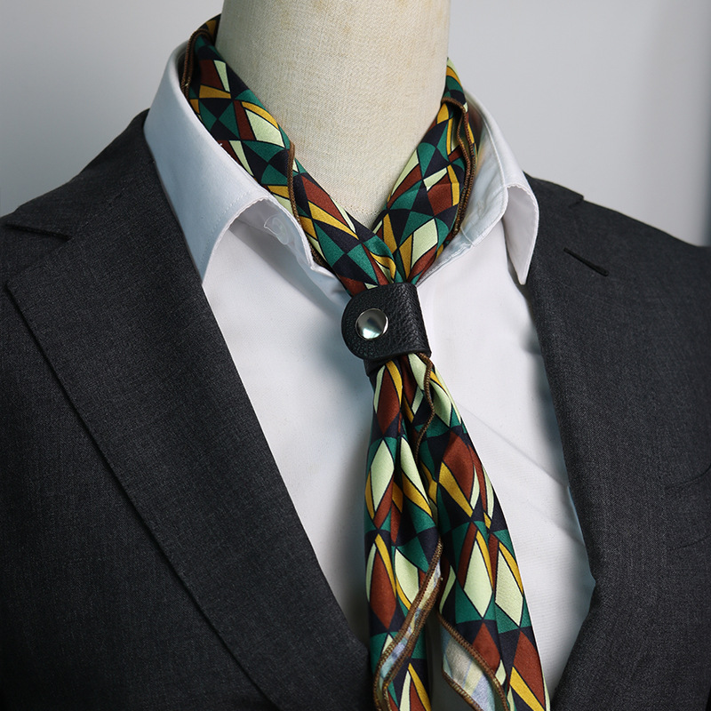 Men's Spring and Summer Square Scarf Retro Printed Suit Silk Scarf Women's Tie Hair Tape Small Scarf Korean Style Japanese Style Thin Scarf