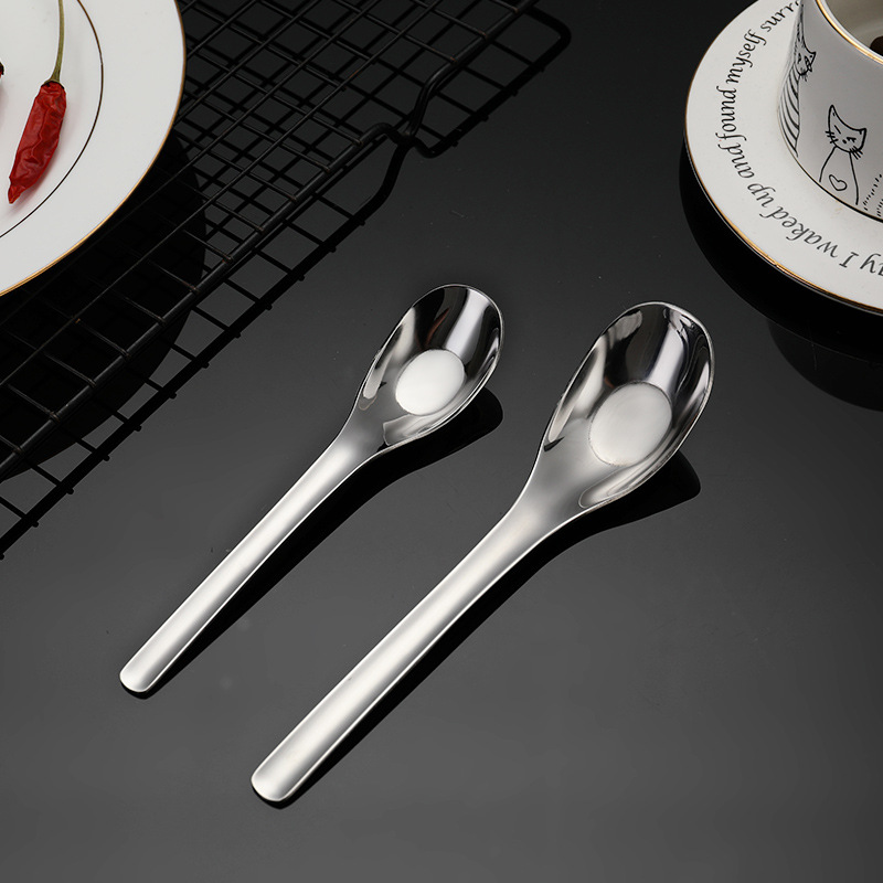 304 Stainless Steel Ingot Spoon Thickened and Deepened Spoon Household Soup Spoon Children's Baby's Kindergarten Spoon Small Spoon