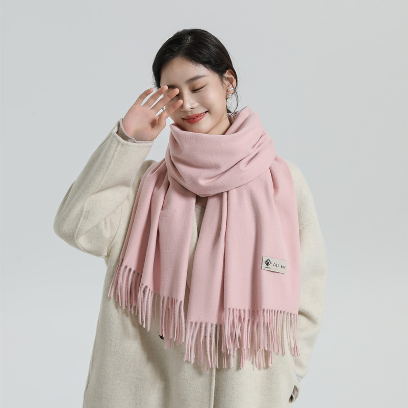 Wool scarf women's autumn and winter warm thickened large shawl women's cashmere scarf men's winter solid color scarf wholesale