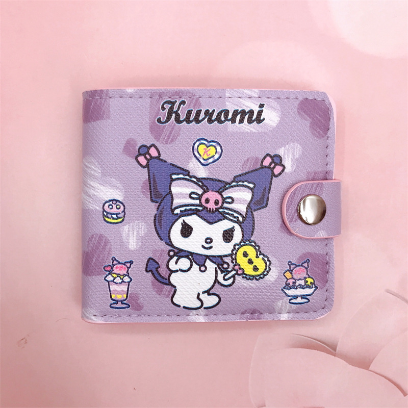 New PU Short 2 Fold Wallet Love Bow PC Dog Kulomi Gemini with Button Card Holder Wallet