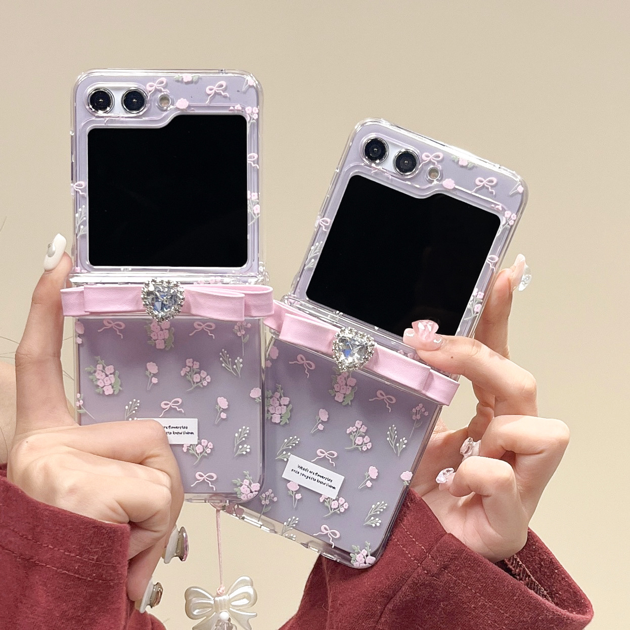 韓風蝴蝶結適用於Galaxy ZFlip3/4摺疊屏保護套三星zflip5手機殼