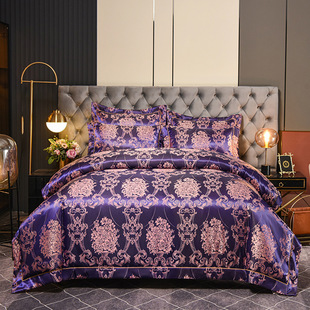 Foreign Trade Four-piece Satin Jacquard Four-piece Set Household Tencel Modal Home Textile Bed Sheet Quilt Cover 4-piece Set Wholesale