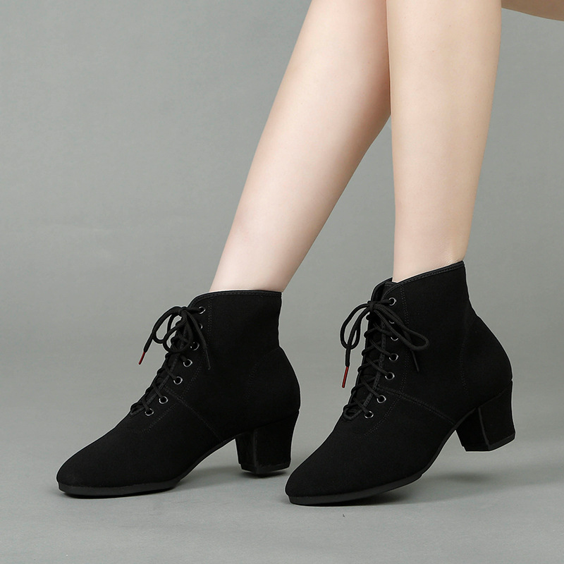 Autumn and Winter High-heeled Latin Dance Adult Ladies Middle-heeled Ballroom Dance Adult Sailor Soft-soled Modern Square Dance Shoes