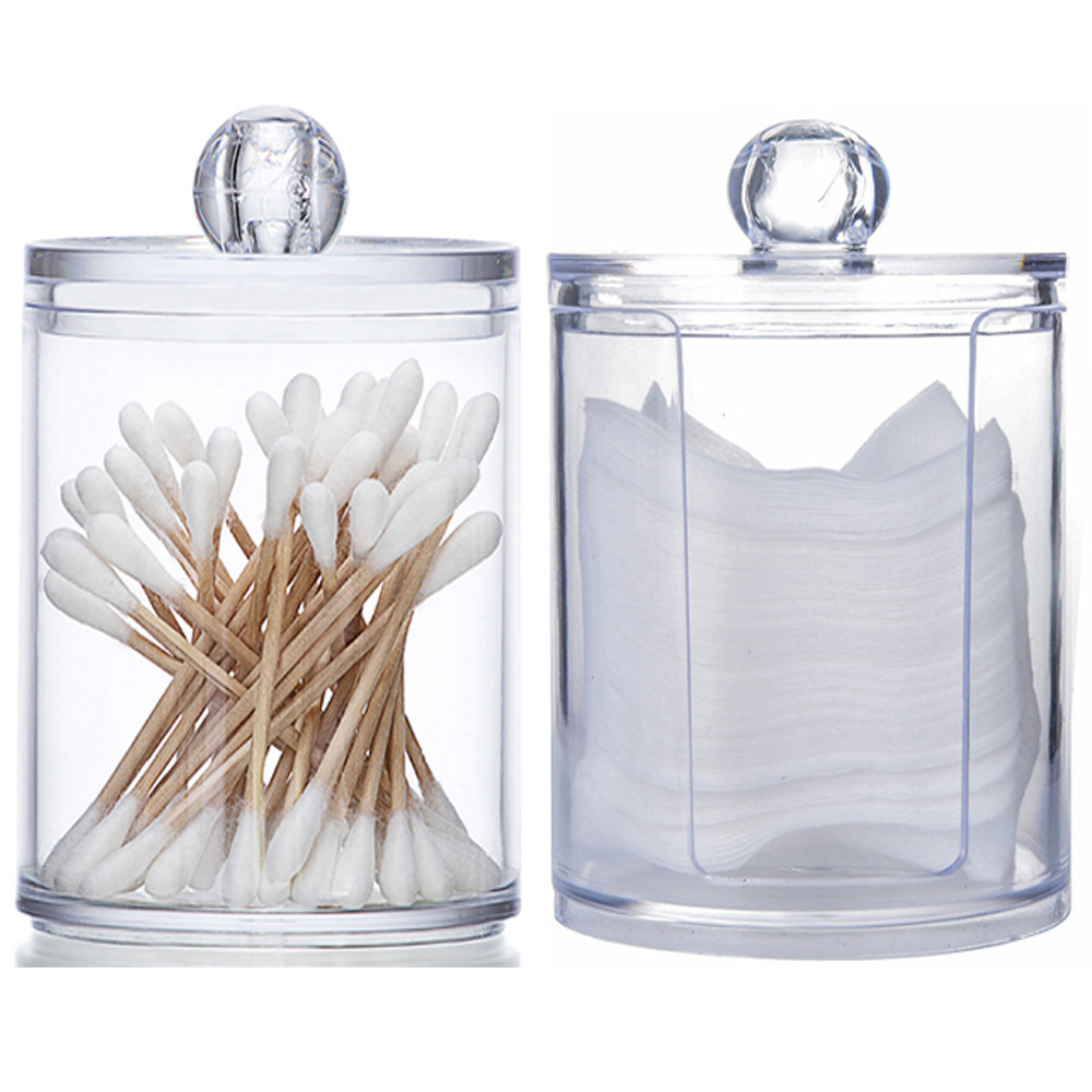 PS makeup cotton swab storage box multiple combinations cotton ball cotton swab cleansing cotton floss transparent storage portable round
