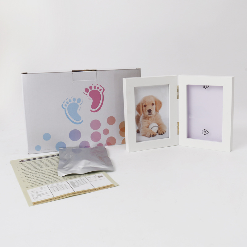 Dog Paw Print Cat Paw Print Commemorative Ink Pad Photo Frame Solid Wood Ornaments DIY Pet Souvenir Supply Batch Factory