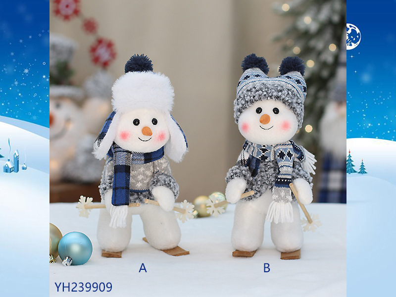Weihnachten Blau Serie schneemann stoff puppe Lei Feng hut ski puppe Weihnachten puppe fenster dekoration_voghion.com