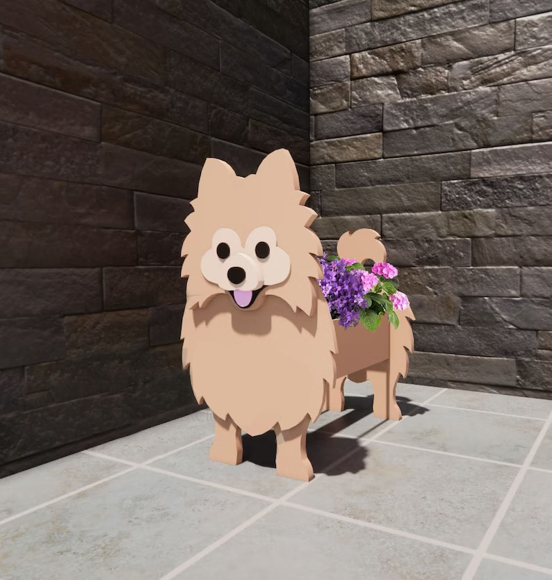 Factory Direct supply independent station cross-border e-commerce European and American Garden Garden garden decoration creative pet flower pot Pomeranian in stock